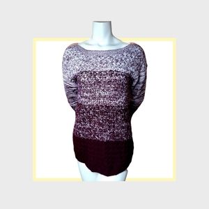 Violet Heather Solid Striped Ombre Women's Sweater | It's Our Time | Large